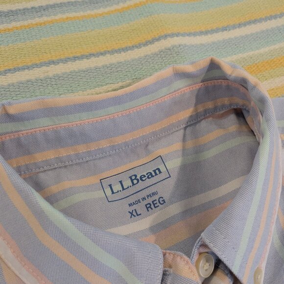 ⭐ Men's LL Bean Pastel Striped Button Up Size XL - Picture 2 of 11